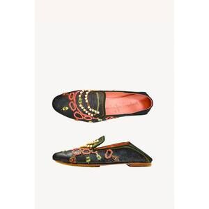 NEW MEHER KAKALIA women's jewel moccasin flat shoes in shiny black